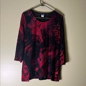 Red and Black Patterned Blouse